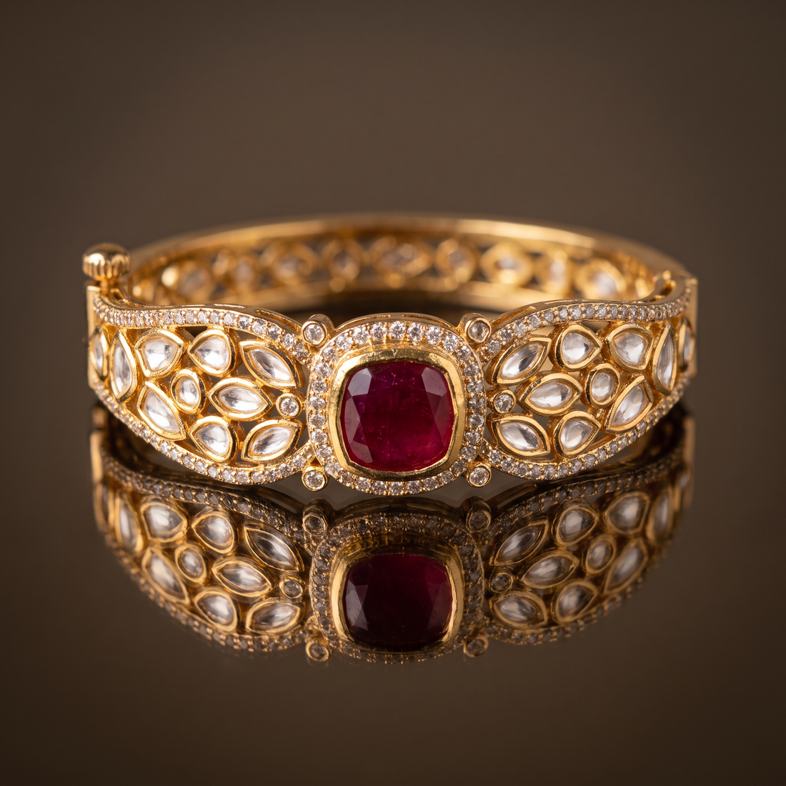 Ruzan Crimson Kundan Bracelet