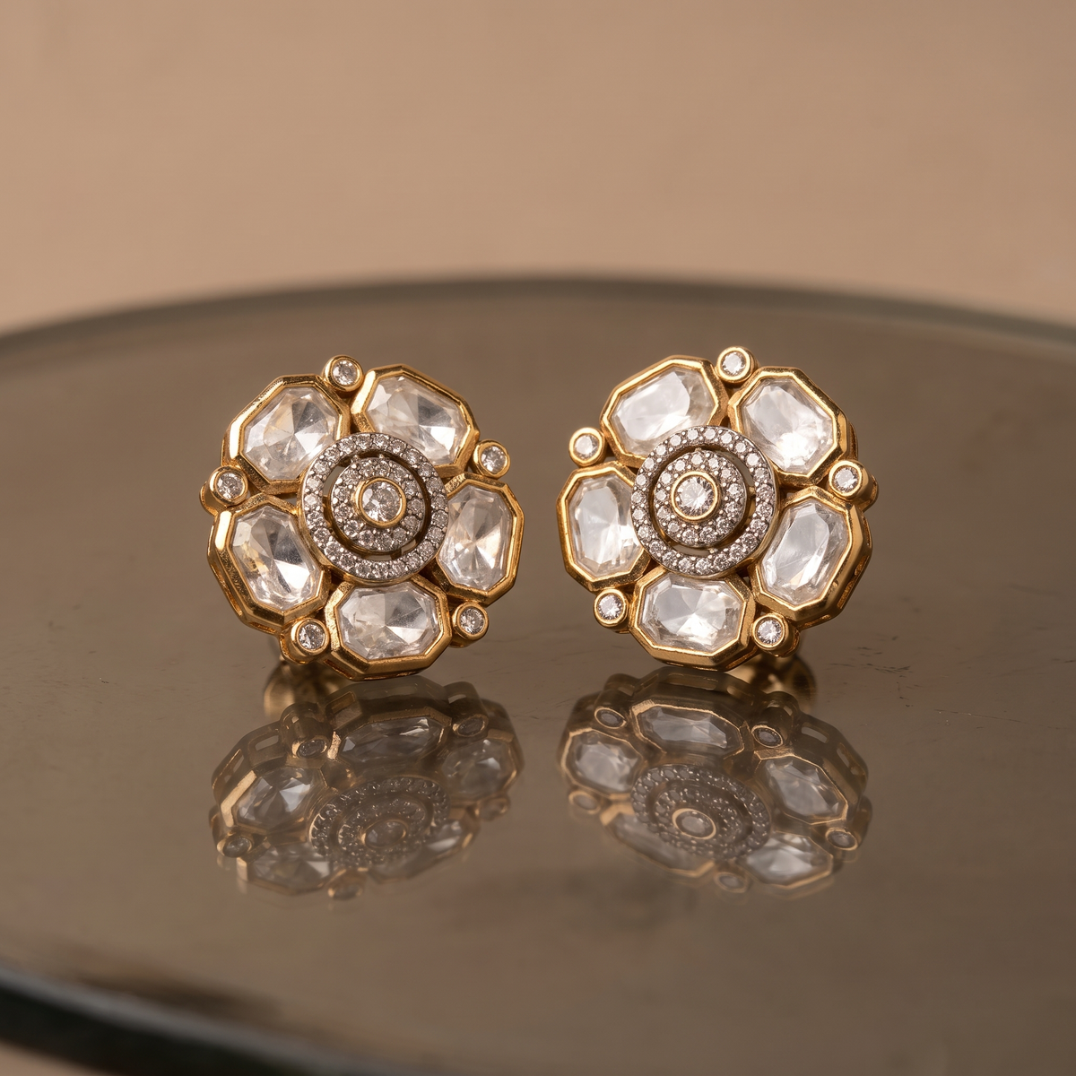 Tavina Polki Stud Earrings