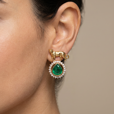 Tvesha wild emerald drop earrings with cascading stone accents