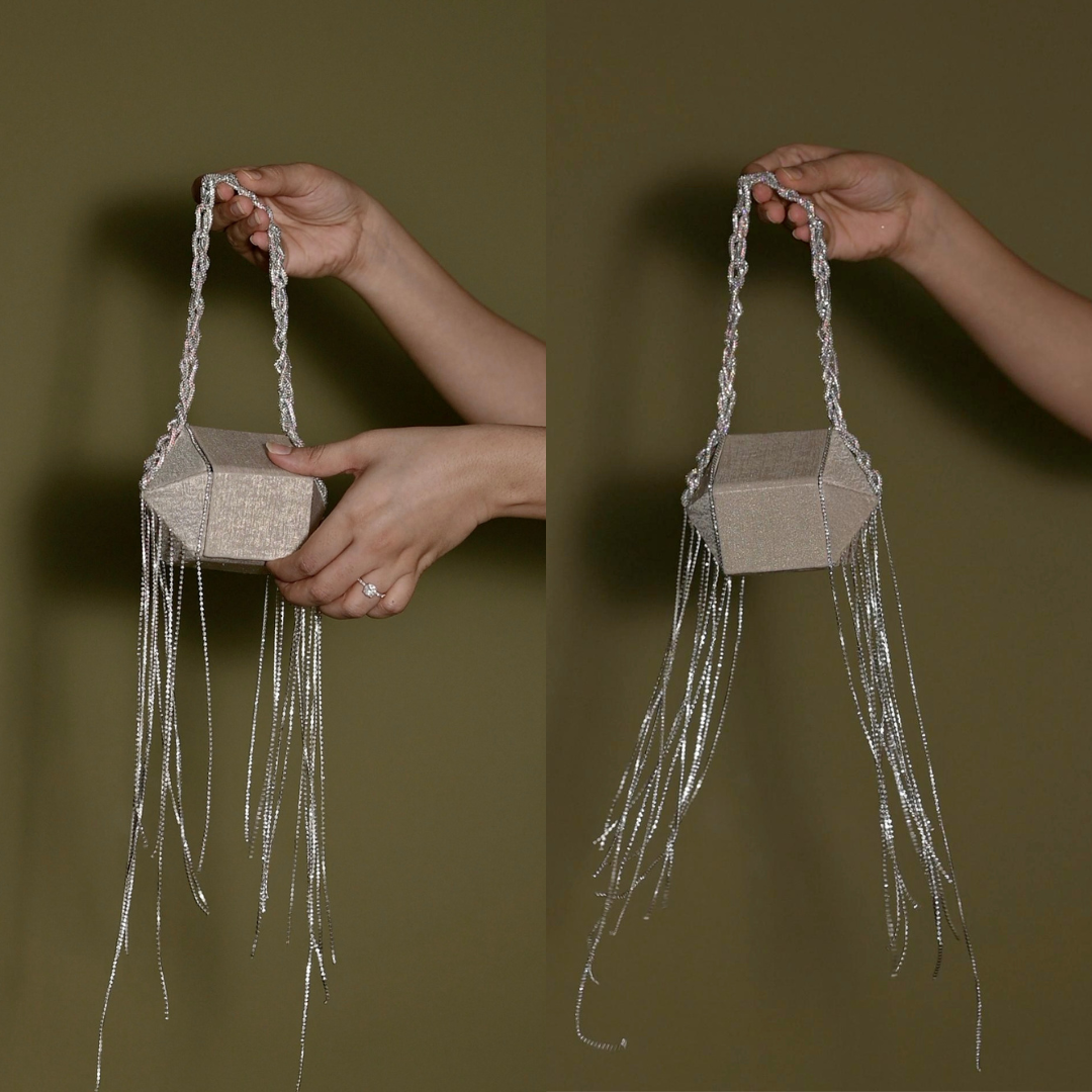 Jelly nano chainstone bag with crystal embellishments and chain handle — Ozel