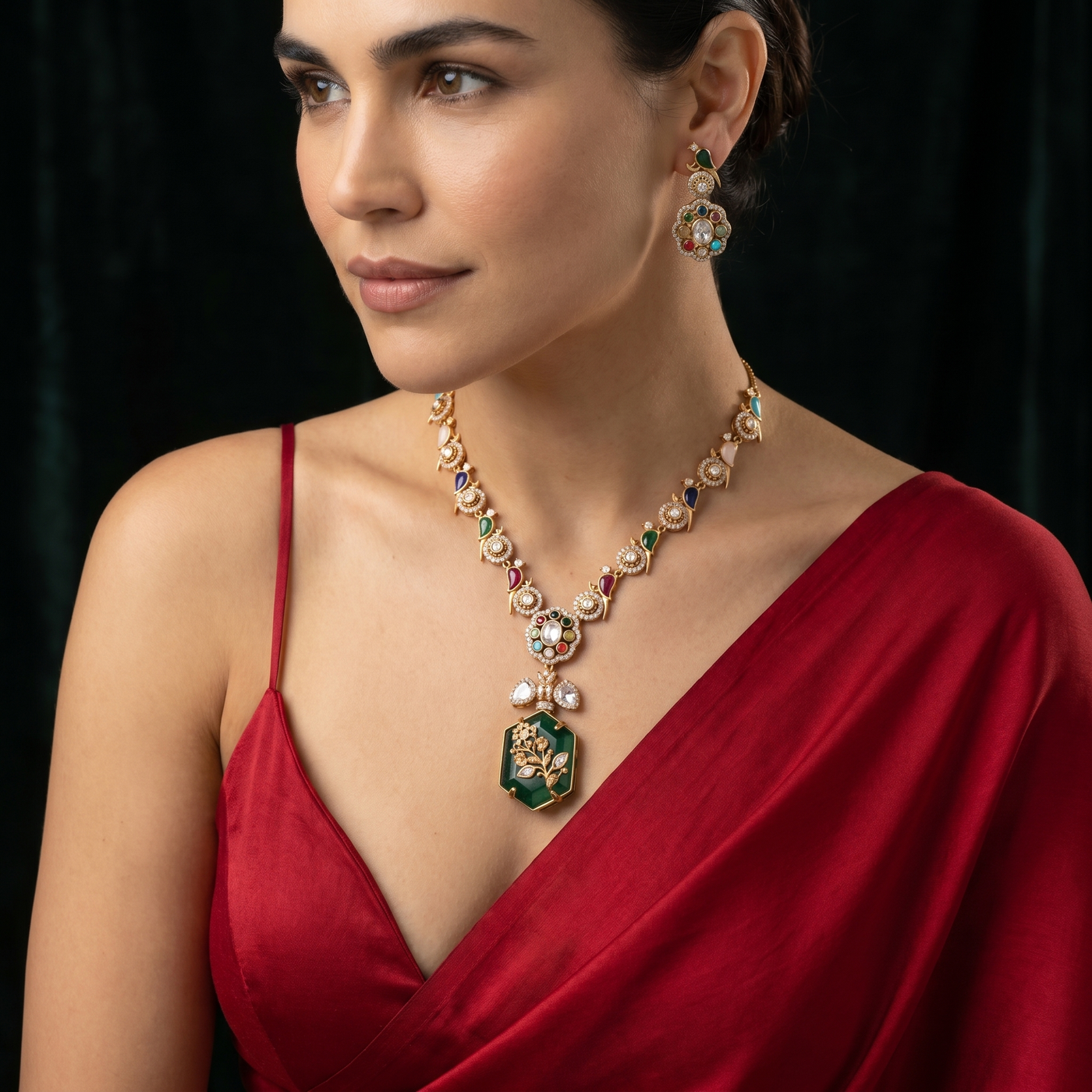 Vashishta aviary necklace set with bird motif stonework