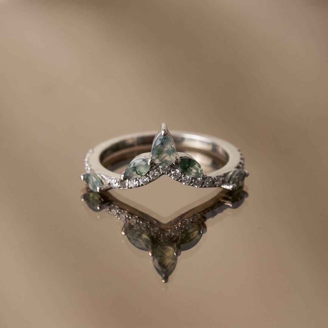 Verdelune Moss Agate 925 Silver Ring