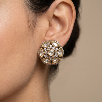 Vidisha celestial polki stud earrings in antique gold