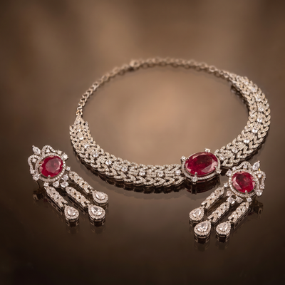Viona Ruby Crystal Necklace Set