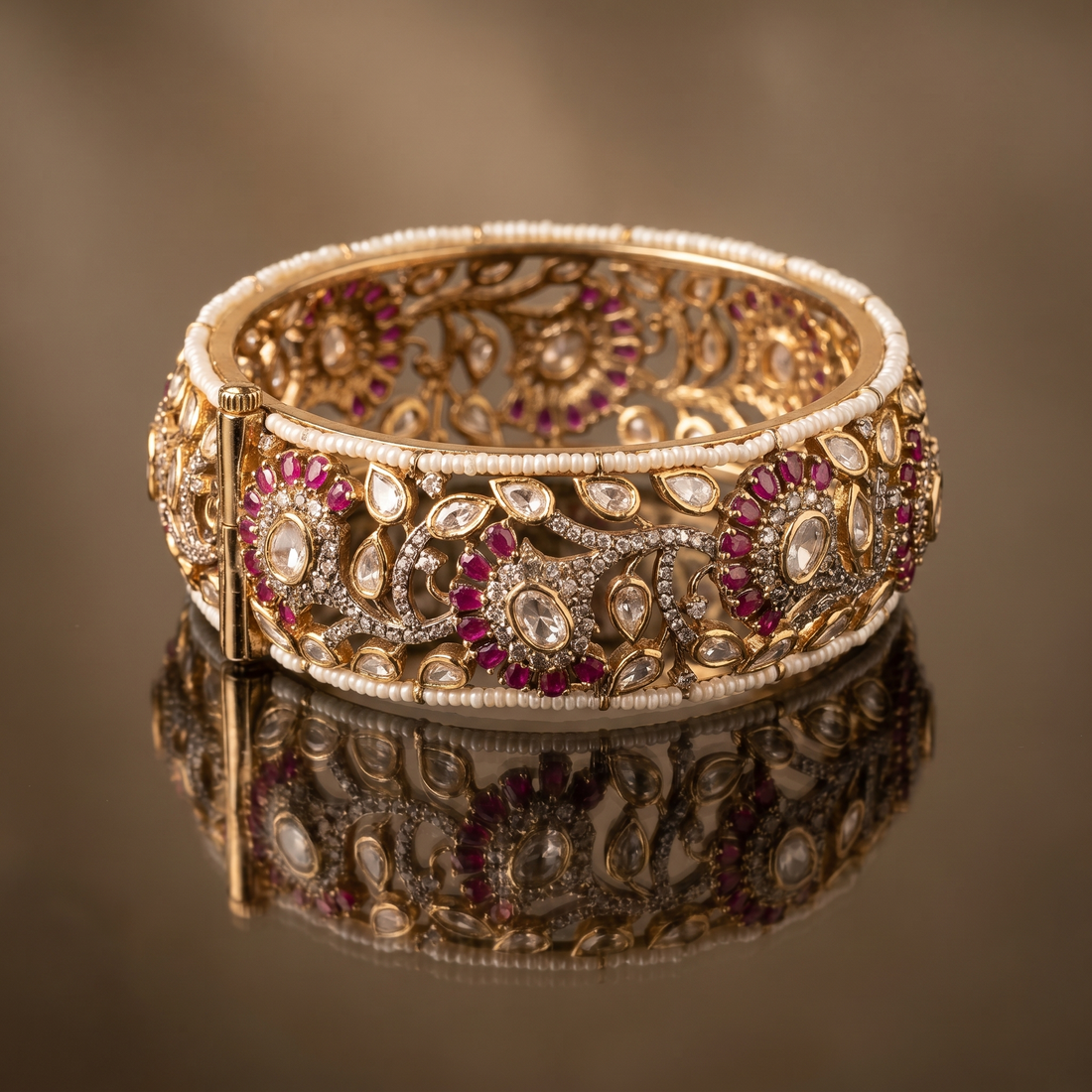 Vrinda regal cuff bracelet – detail view by Ozel