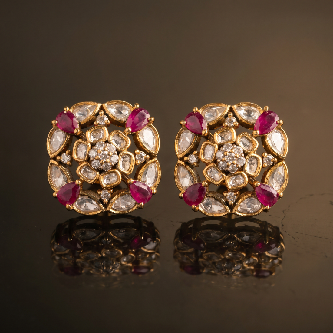 Vyomika emerald bloom stud earrings – styled detail by Ozel