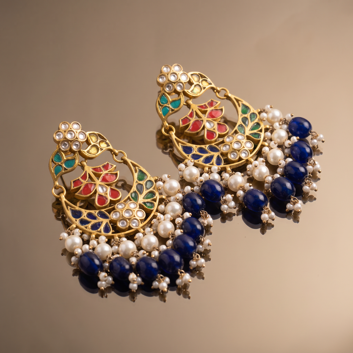 Zahra Kundan Multicolour Chandbali Earrings