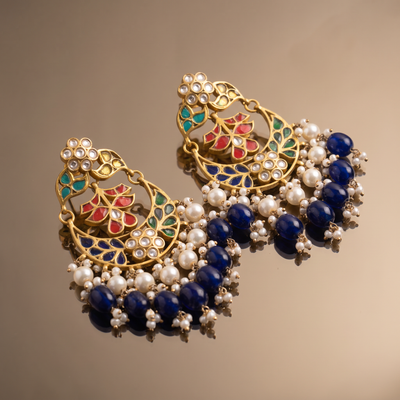 Zahra Kundan Multicolour Chandbali Earrings