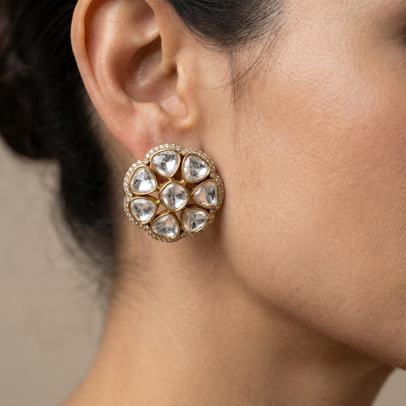Zarelle Mirror Polki Studs