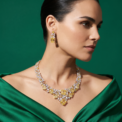Zendaya Canary Yellow Statement Necklace and Earrings