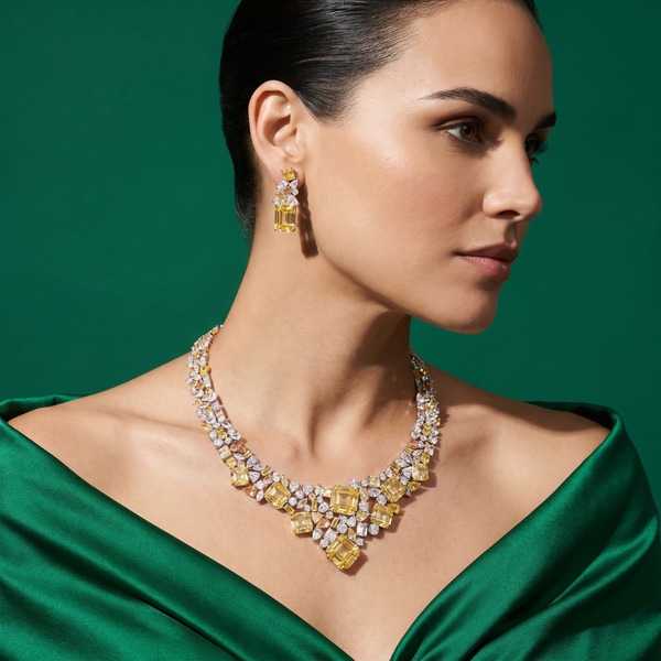 Zendaya Canary Yellow Statement Necklace and Earrings
