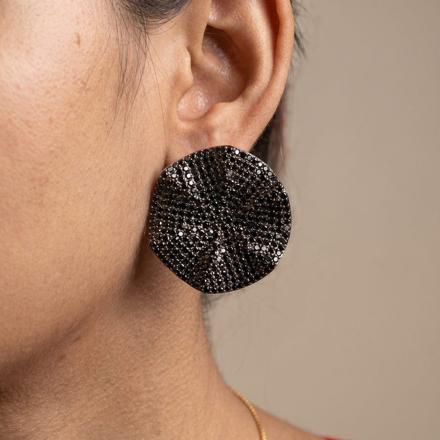 Zuhaina midnight eclipse stud earrings with deep-blue stones