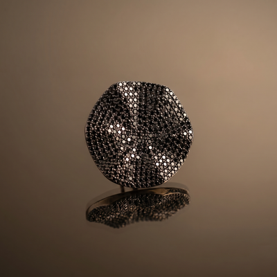 Zuhaina midnight eclipse stud earrings – detail view by Ozel