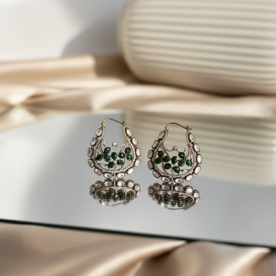 Diana green gemstone earrings – elegant Indian jewelry by Ozel
