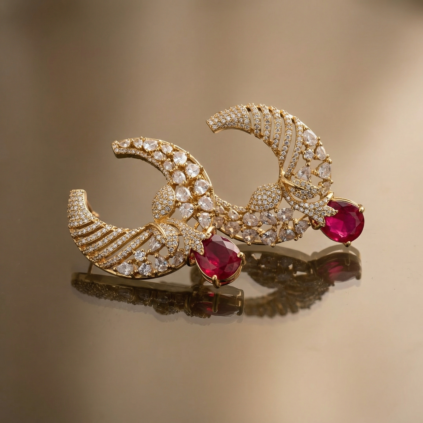 Aira Crescent Stud Earrings – handcrafted crescent stud earrings by Ozel