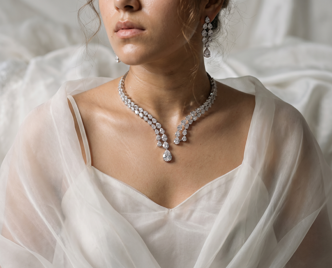 Anindita Crystal Drop Necklace Set