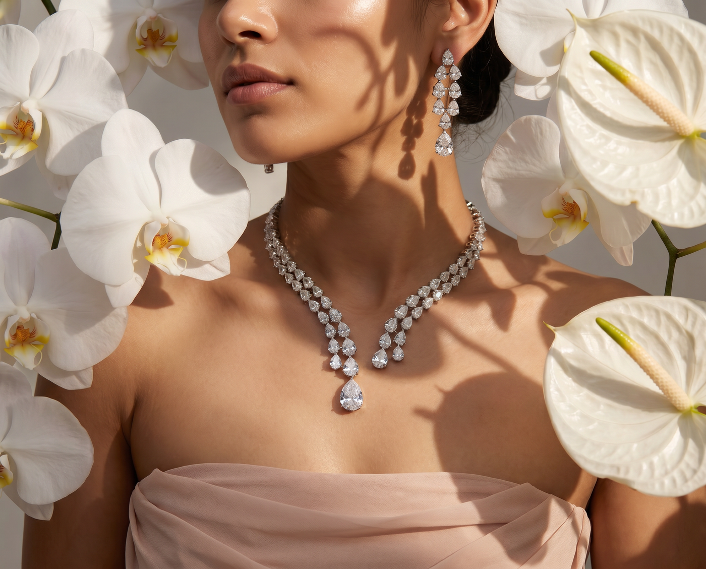 Anindita Crystal Drop Necklace Set