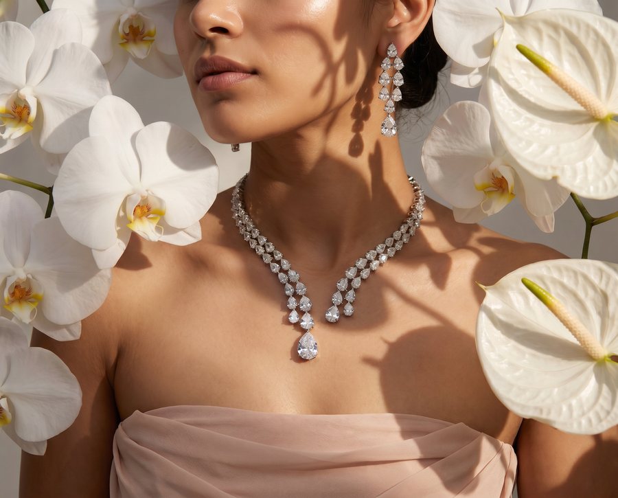 Anindita Crystal Drop Necklace Set