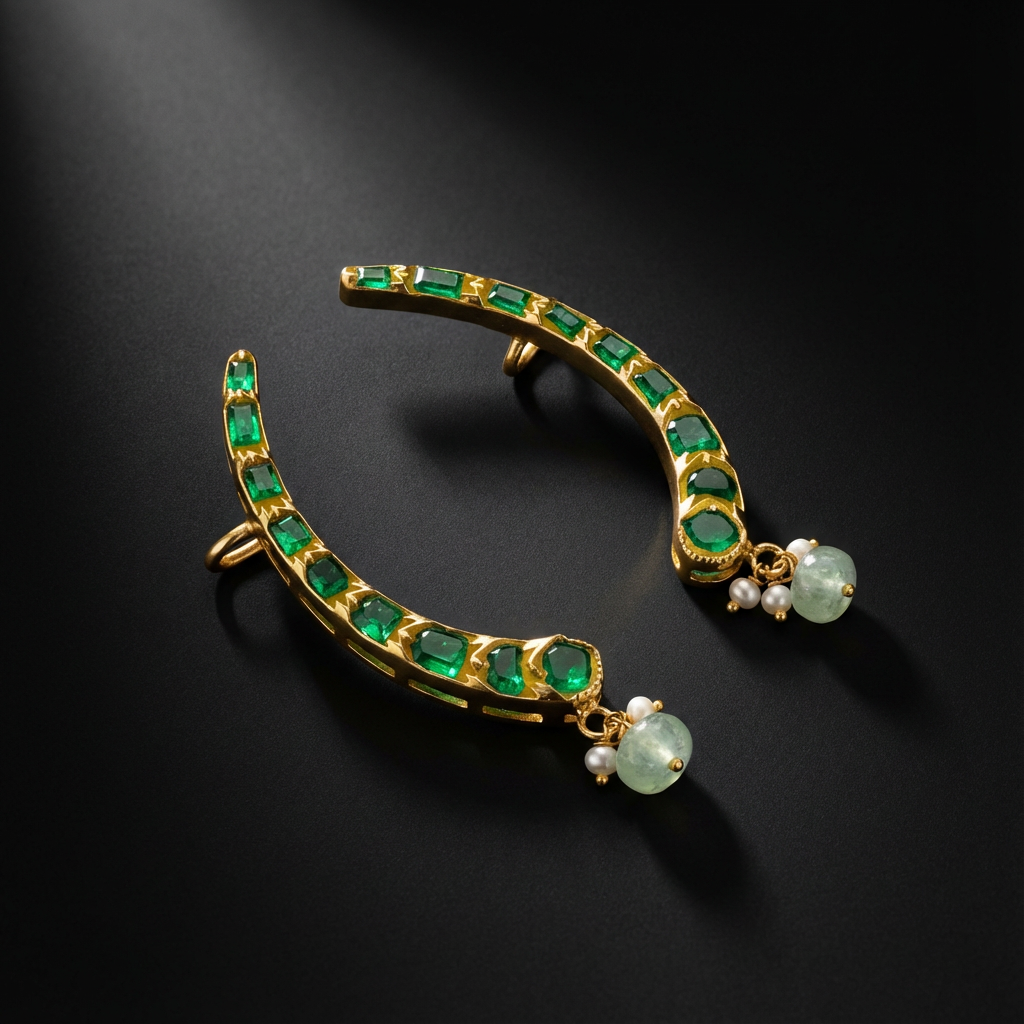 The emerald arc ear cuff – handcrafted Indian ear cuff by Ozel