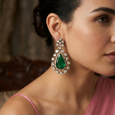 Viridia Nocturne earrings – elegant Indian jewelry by Ozel
