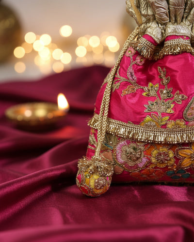 Detail of Anusha potli bag embroidery — Ozel