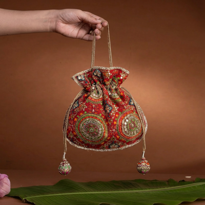 Chakra U shape potli bag – Jadau Indian bridal accessory by Ozel