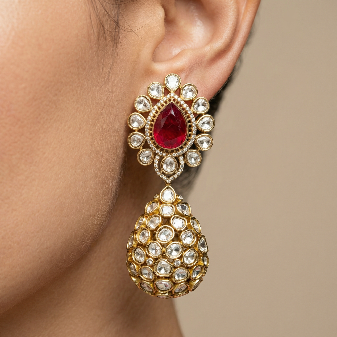 Anokhi – crimson noor drop earrings by Ozel