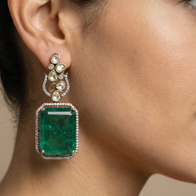 Emerald Cut Drop Earrings