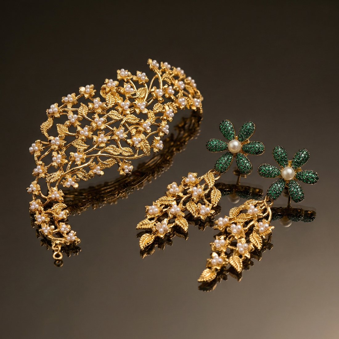 Blossom – earrings with hair accessory by Ozel