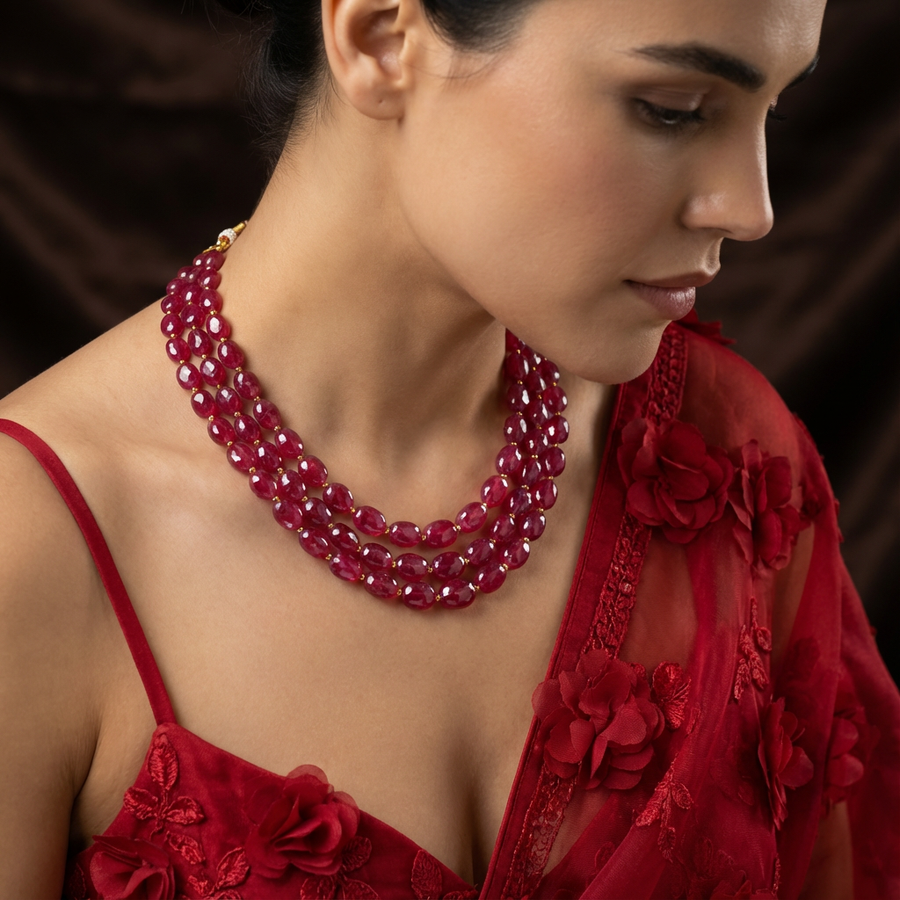 Nayanika Red Stone Necklace