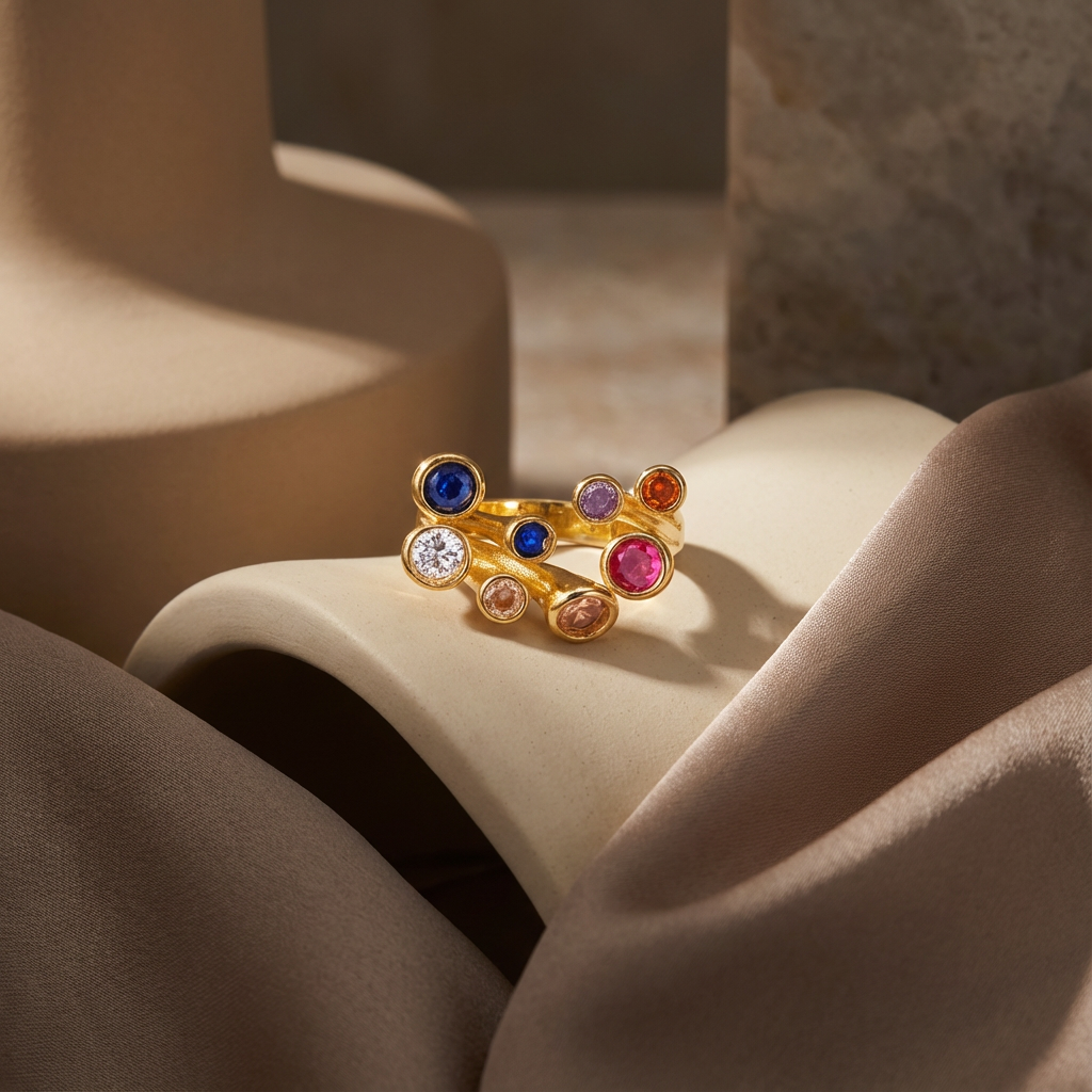 Multicolor spectrum ring – full ring styled by Ozel