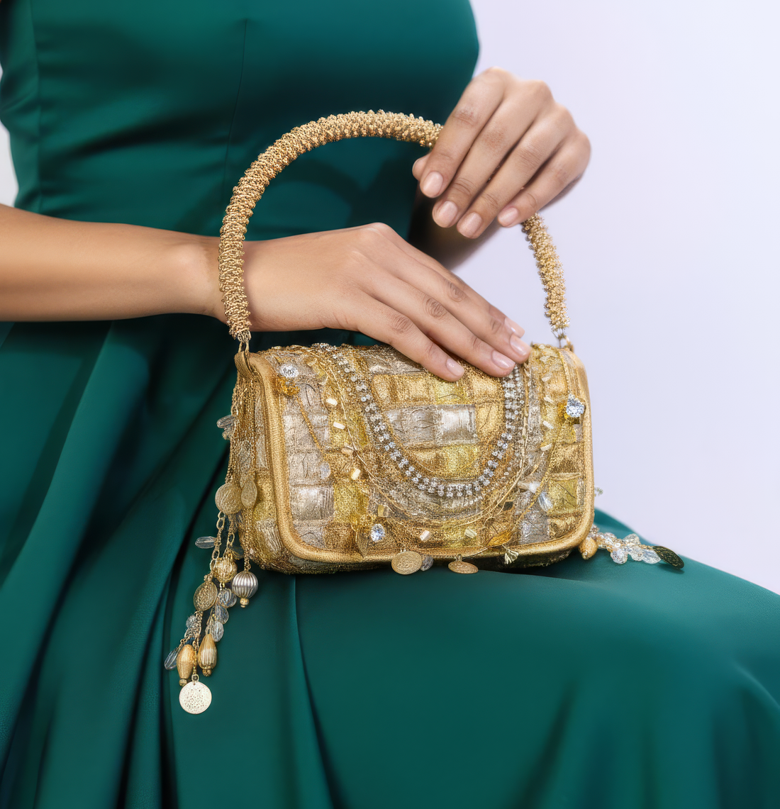 Top view of Deo Luxe gota fabric bag — Ozel