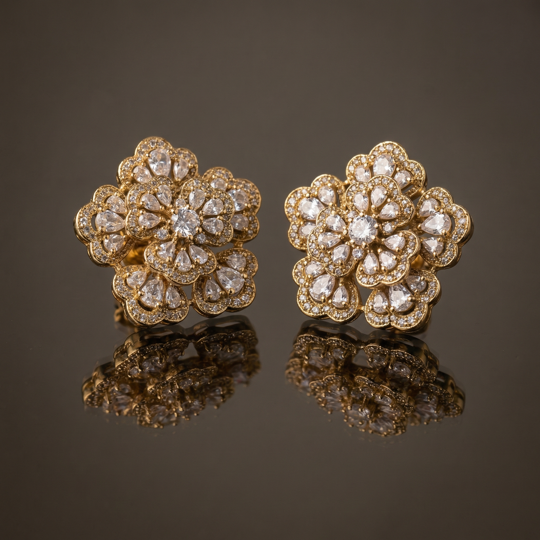 Gul Floral Stud Earrings – heritage kundan studs by Ozel