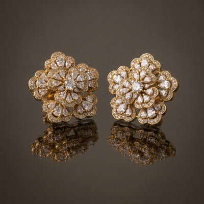 Gul Floral Stud Earrings – heritage kundan studs by Ozel