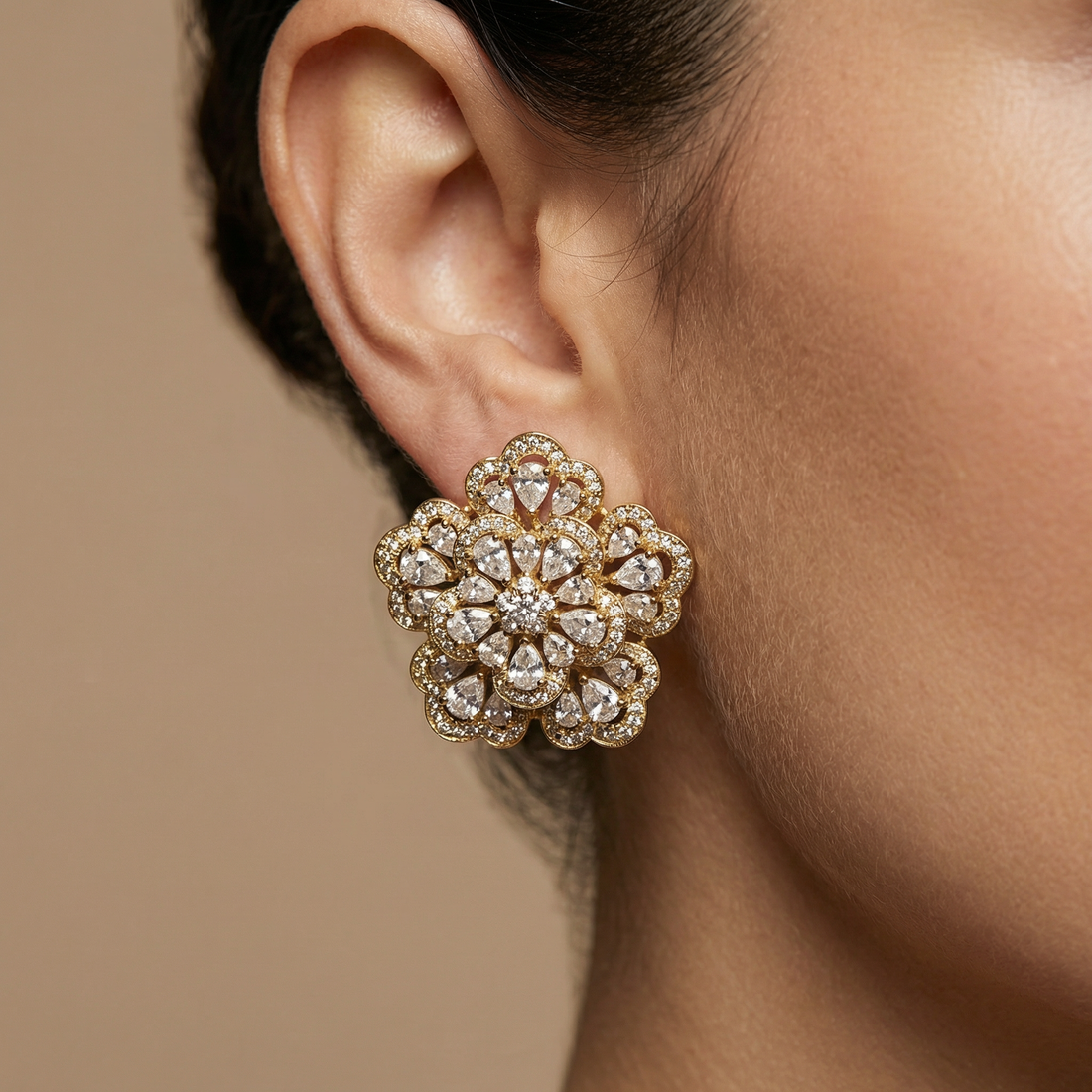 Gul Floral Stud Earrings – kundan floral stud earrings by Ozel