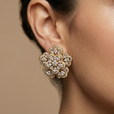 Gul Floral Stud Earrings – kundan floral stud earrings by Ozel