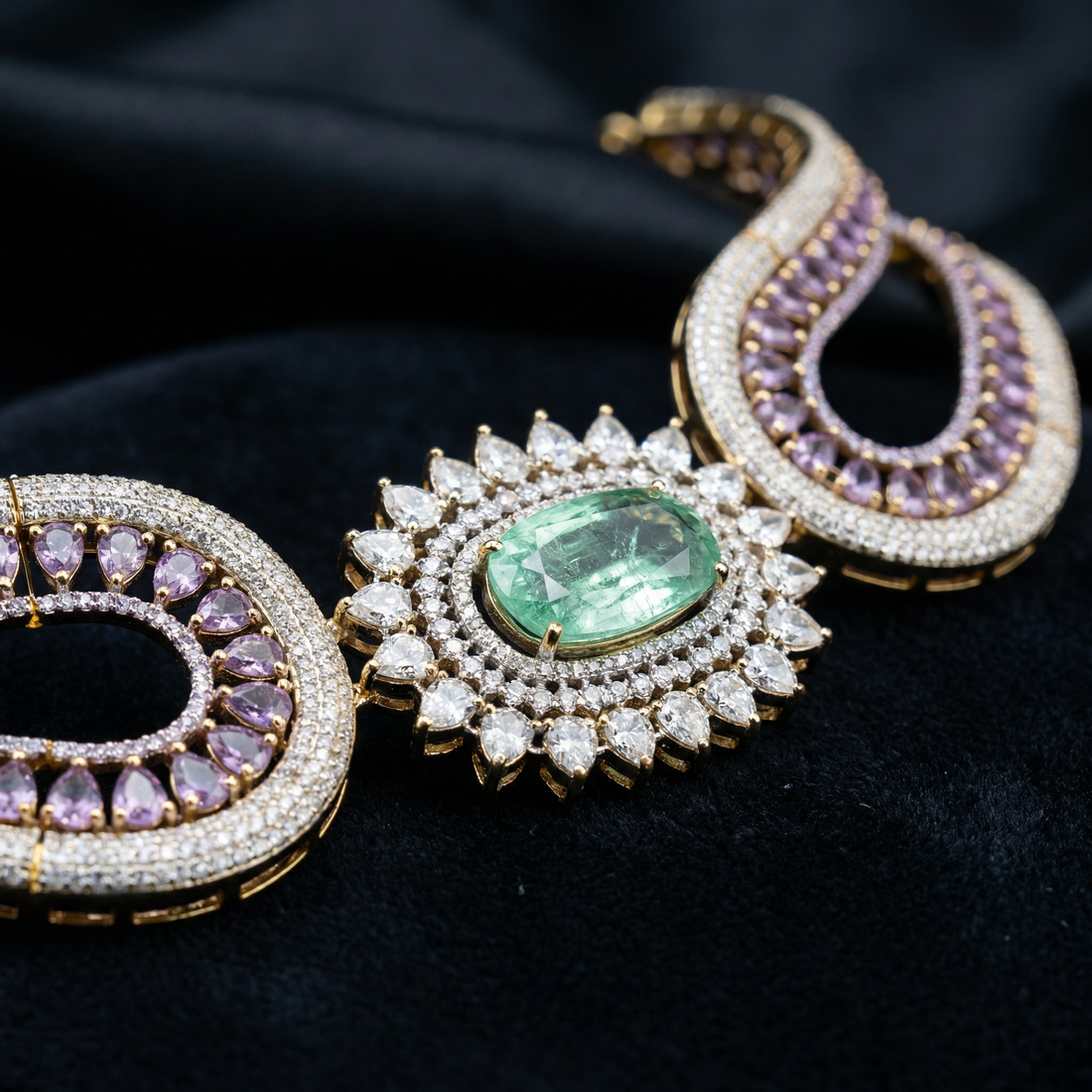 Voyla french choker and earrings set pastel – full set view by Ozel