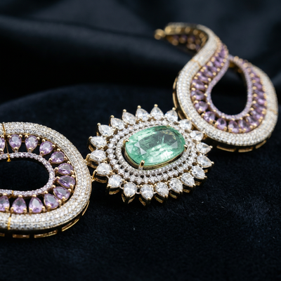 Voyla french choker and earrings set pastel – full set view by Ozel