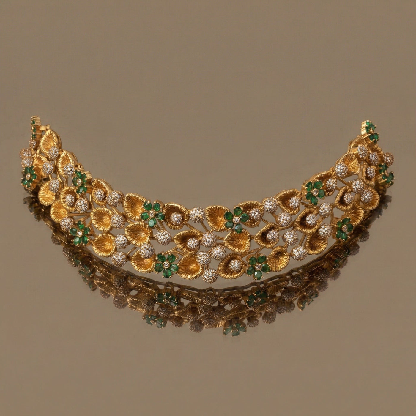 Florea emerald choker necklace set – handcrafted floral emerald choker by Ozel
