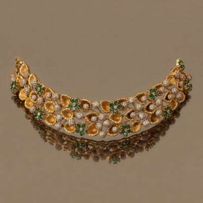 Florea emerald choker necklace set – handcrafted floral emerald choker by Ozel