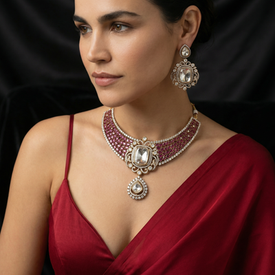 Misha Ruby Necklace Set – handcrafted ruby necklace set by Ozel