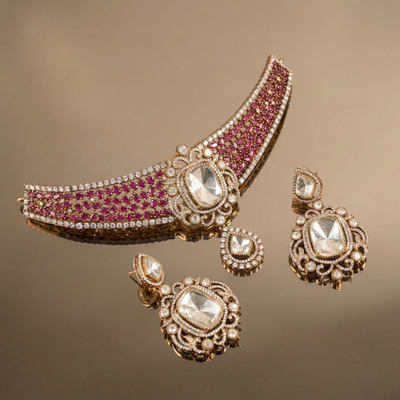 Misha Ruby Necklace Set – artisan Indian jewelry by Ozel