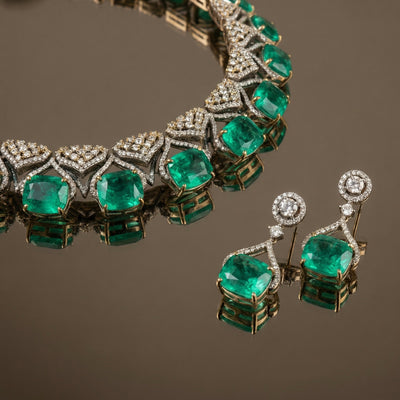 Emerald Grid Necklace Set