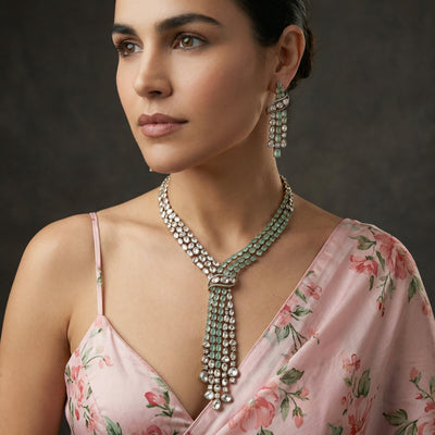 Iyla Mint Cascade Necklace Set – handcrafted mint cascade necklace by Ozel