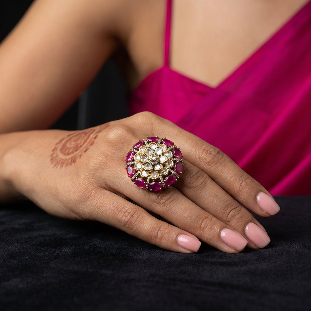 Gul Cocktail Ring – artisan Indian statement ring by Ozel