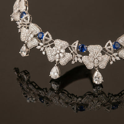 Floral AD Sapphire Necklace – artisan Indian jewelry by Ozel