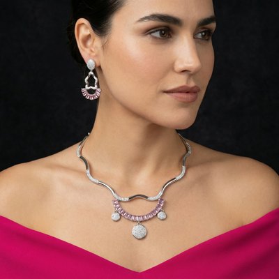 Serpentine Gleam AD Necklace Set – handcrafted serpentine necklace by Ozel