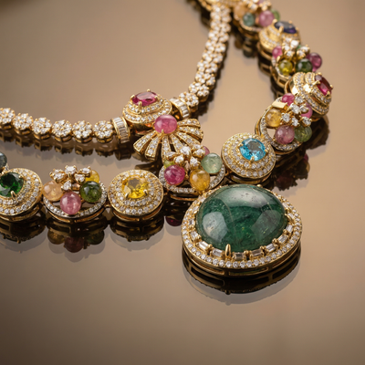 Rajsi Ratna Heirloom Layered Necklace Set – multi-stone Indian jewelry by Ozel