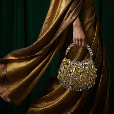 Crystal cosmic crescent bag – statement Indian designer accessory by Ozel