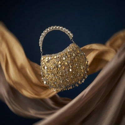 Crystal cosmic crescent bag – statement Indian designer accessory by Ozel